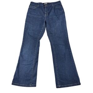 LL Bean Women's Jeans Size 14 Classic Fit Straight‎ Leg Dark Blue Stretch
